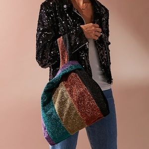 Urban Outfitters Retro Glitter Striped Tote Bag